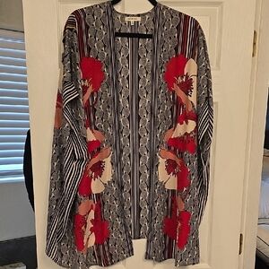 Max Studio Red and Black Floral Blazer